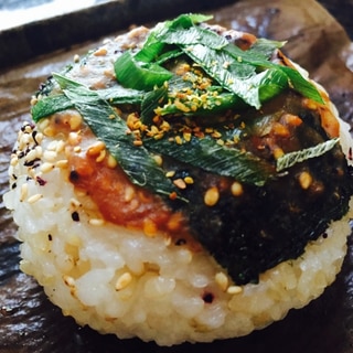 ネギ海苔のせ味噌焼きおにぎり